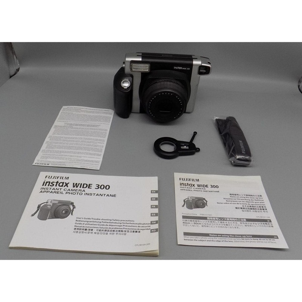 Tested Fujifilm Instax Wide 300 Instant Film Camera w/ Strap, Close-Up Lens & Bk